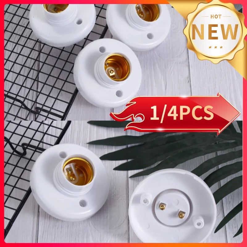 E27 Screw Lamp Holder Socket Adapter 220V White Ceiling Light Bulb Base 1/4-Pack