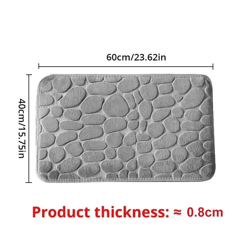 Embossed Memory Foam Bath Rug – Anti-Slip Microfiber Pebble Floor Mat, 1-Pack