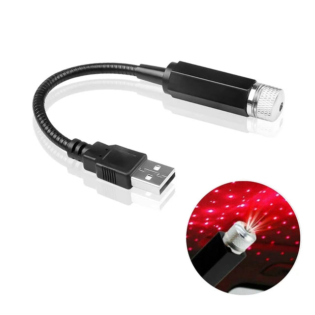 Adjustable LED Car Star Projector Roof Light - USB Romantic Galaxy Atmosphere Night Lamp