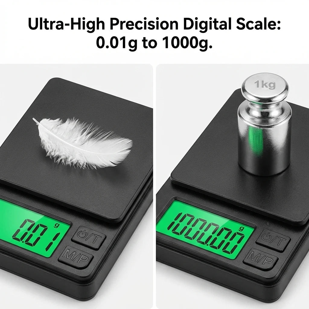 Portable Digital Pocket Scale 1000g/0.01g (2.2 lb) Backlit LCD Mini Jewelry & Food Precision Scale