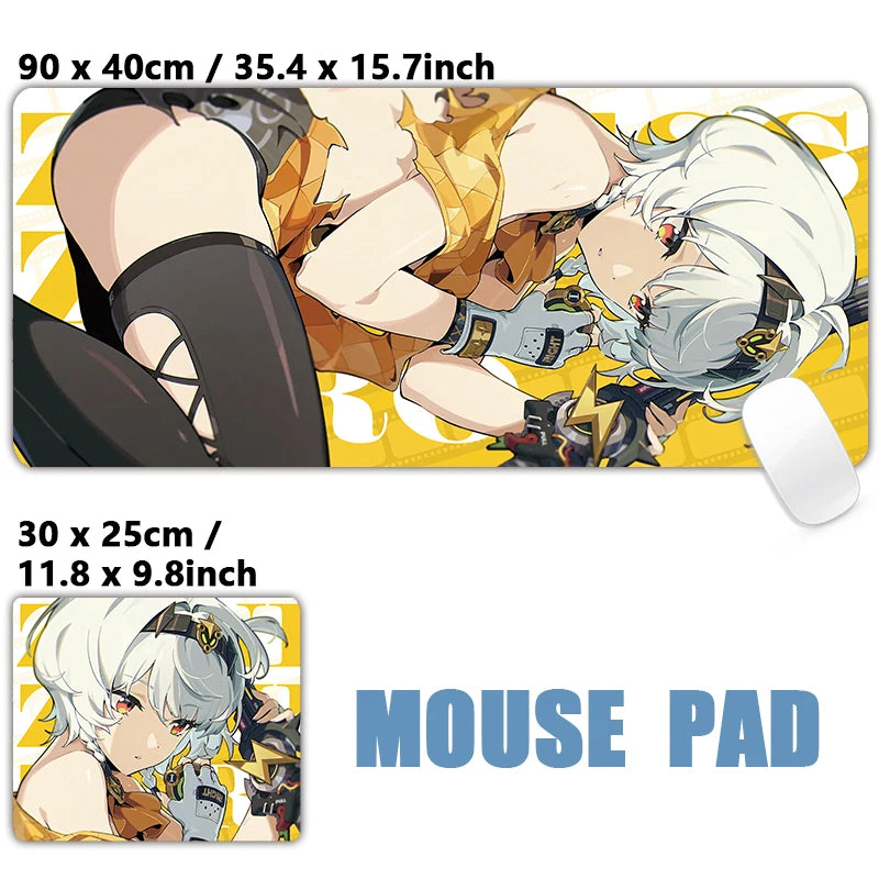 XXL Anime Gaming Mouse Pad – Hoshimi Miyabi & Evelyn Ellen Desk Mat, Large Keyboard Mousepad with Non-Slip Silicone Base