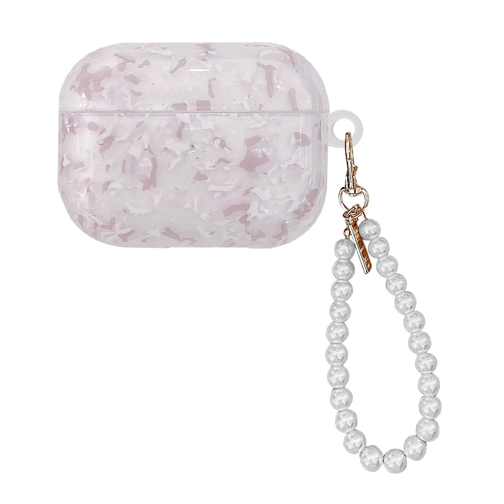 Leopard Pearl Keychain Silicone Case for AirPods Pro & AirPods - Shockproof TPU Soft Cover (USB-C Compatible)