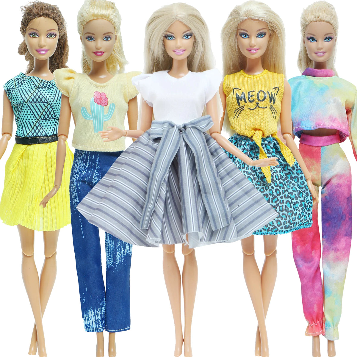 Handmade 1/6 Scale Doll Outfits - 3 or 5-Pack Casual Dresses, Blouses, Skirts & Pants for 11.5–12 in (29–30.5 cm) Dolls