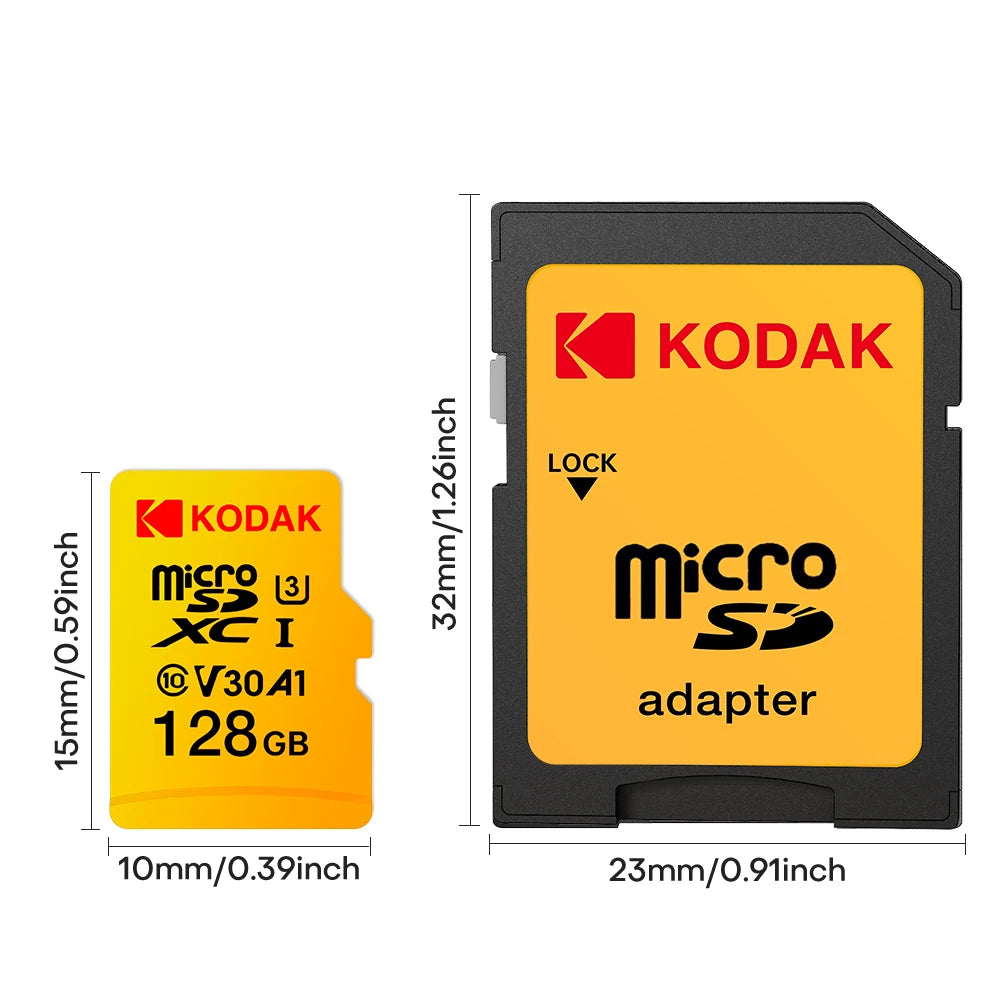 High-Speed microSDXC Memory Card U3 V30 Class 10 with SD Adapter — 32/64/128GB Up to 100MB/s