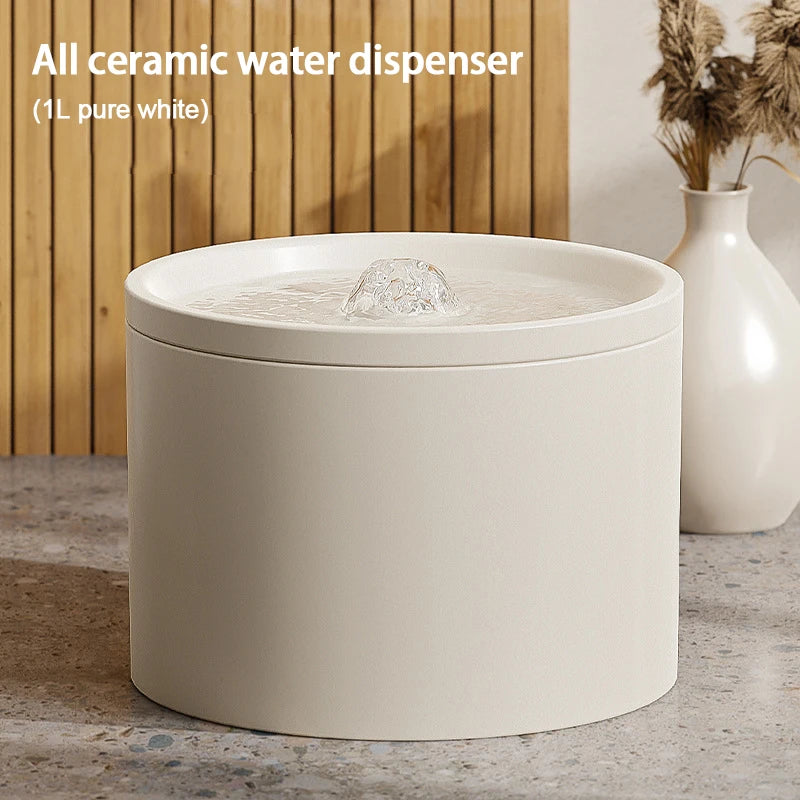 Ultra-Quiet Ceramic Pet Water Fountain for Cats & Small Dogs Automatic Filtered USB Dispenser