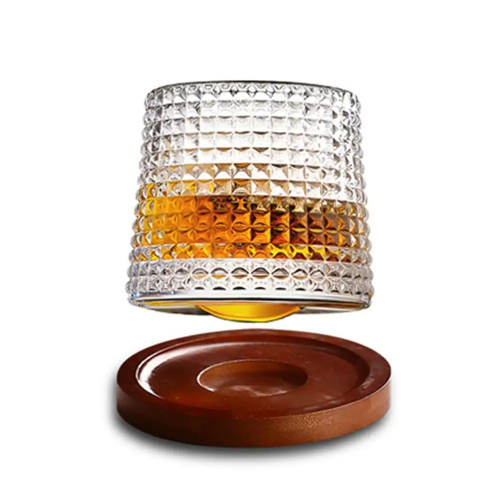 Rotating Whiskey Glass with Base – 360° Spinning Crystal Rum & Cocktail Glass, 160ml (5.4 fl oz)