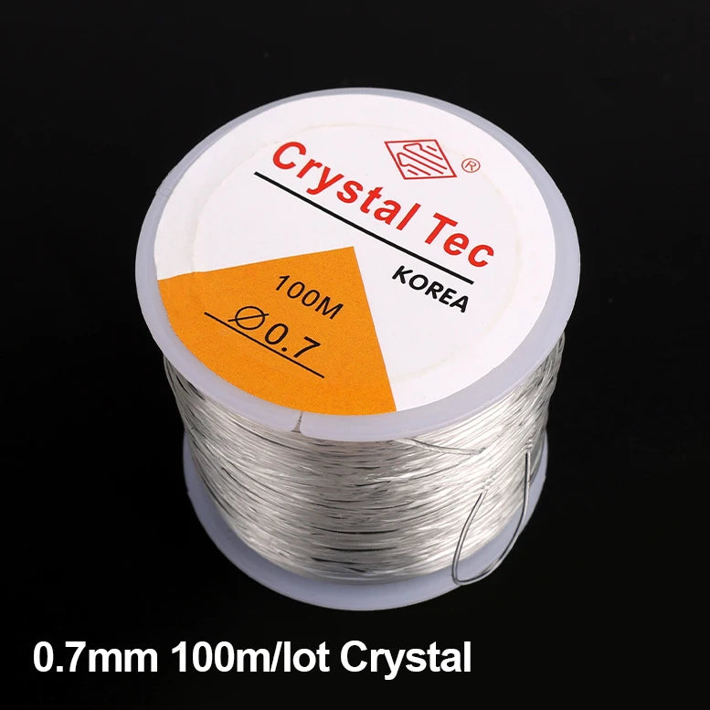 100m (328 ft) Transparent Elastic Crystal Beading Thread Cord 0.5–1mm Jewelry Making Stretch String for Necklaces & Bracelets