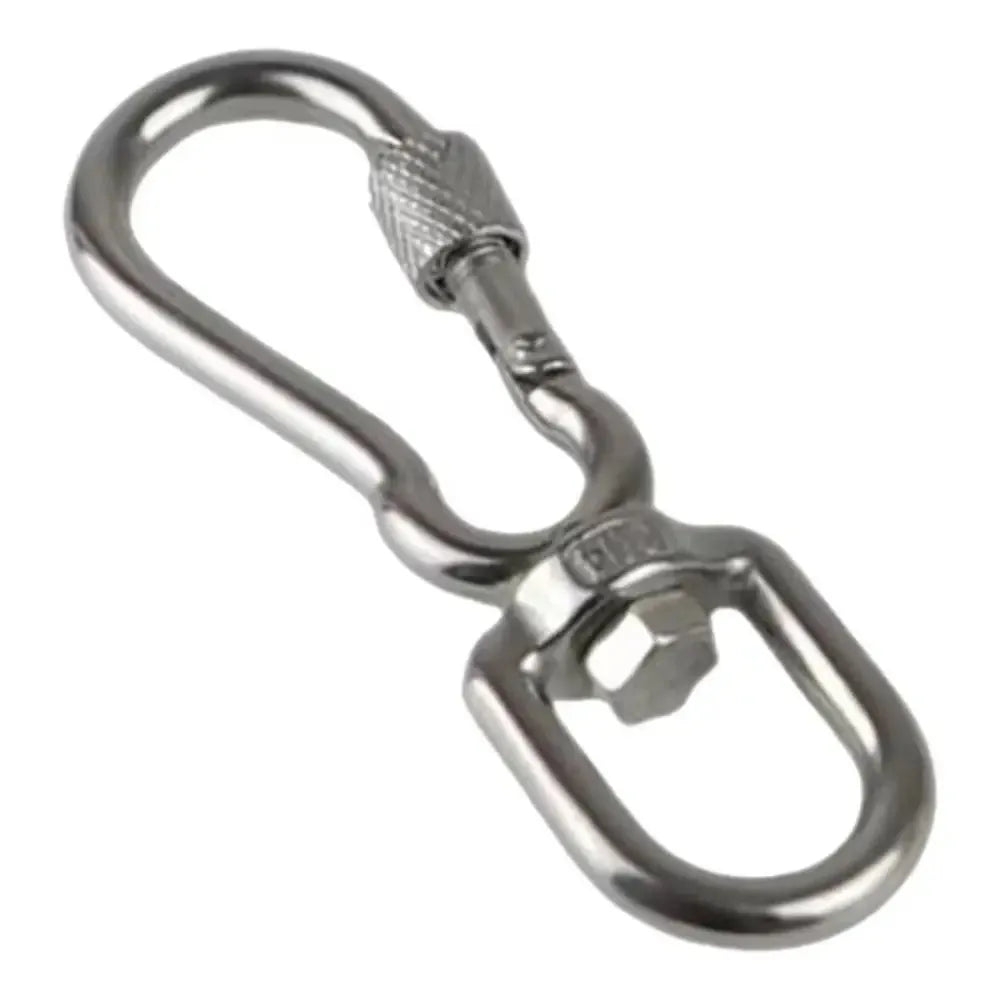 Stainless Steel Locking Swivel Snap Hook Carabiner for Dog Leash — Quick-Release 360° Tangle-Free