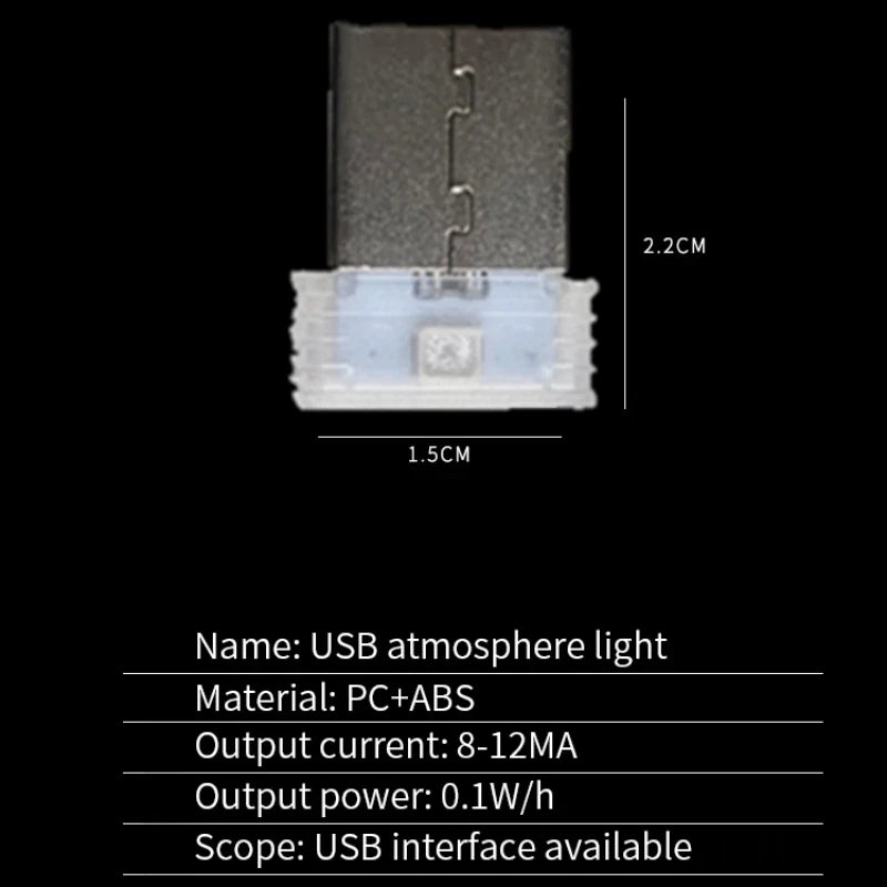 Mini USB LED Car Ambient Light - Colorful Interior Atmosphere Lamp with Emergency Mode