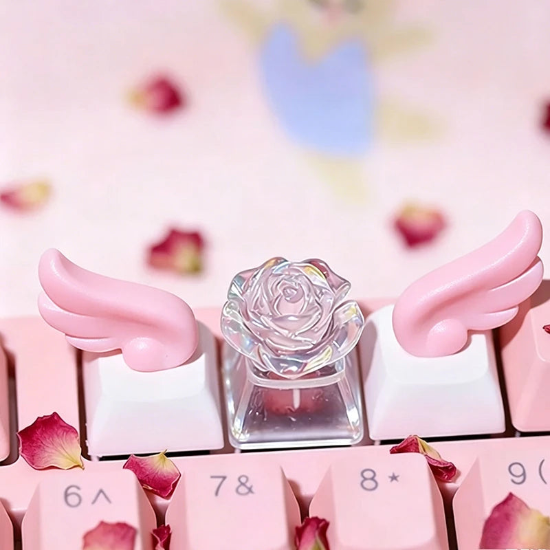 3-Pack Winged Artisan Keycaps for Mechanical Keyboard — 3D Kawaii Cartoon White