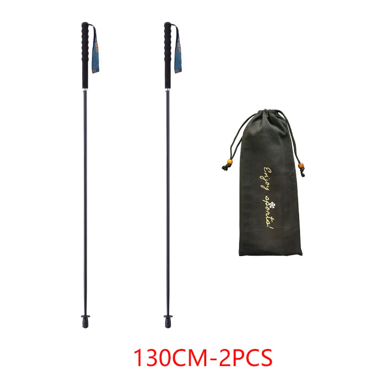 Ultralight Carbon Fiber Trekking Poles 5-Section Folding Anti-Shock Hiking and Walking Sticks 110/120/130 cm (43/47/51 in)