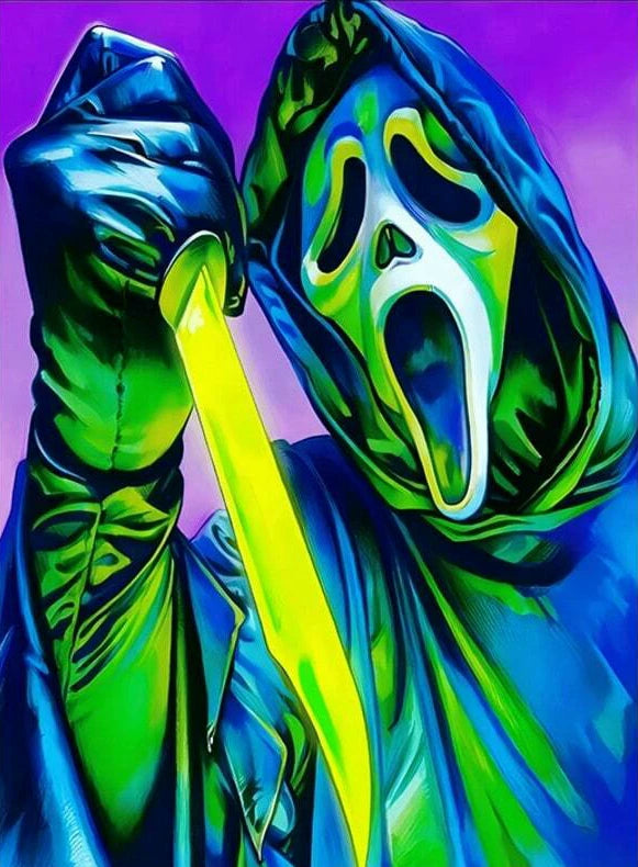5D Full Drill Diamond Painting Kit - Neon Scream Ghost Face