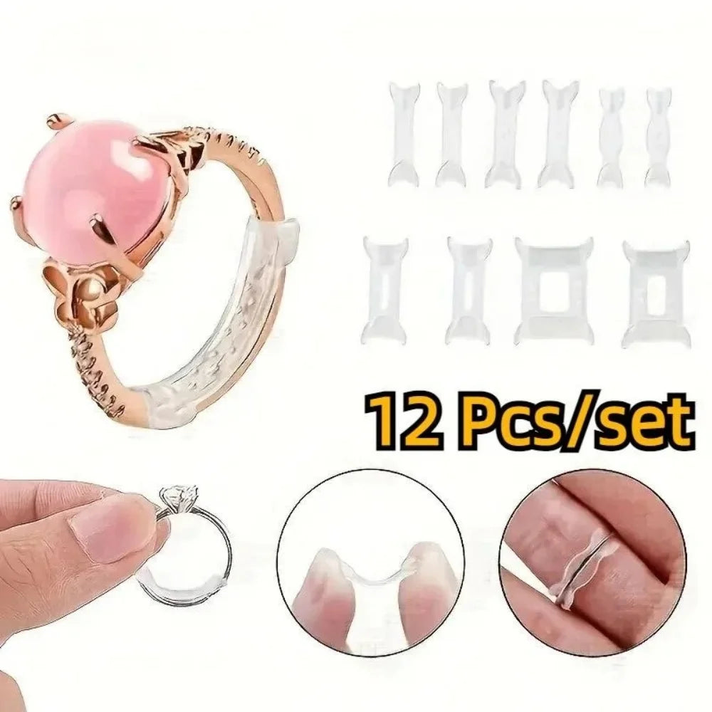 12-Pack Invisible Ring Size Adjuster Pads – Ring Reducer Inserts for Loose Rings