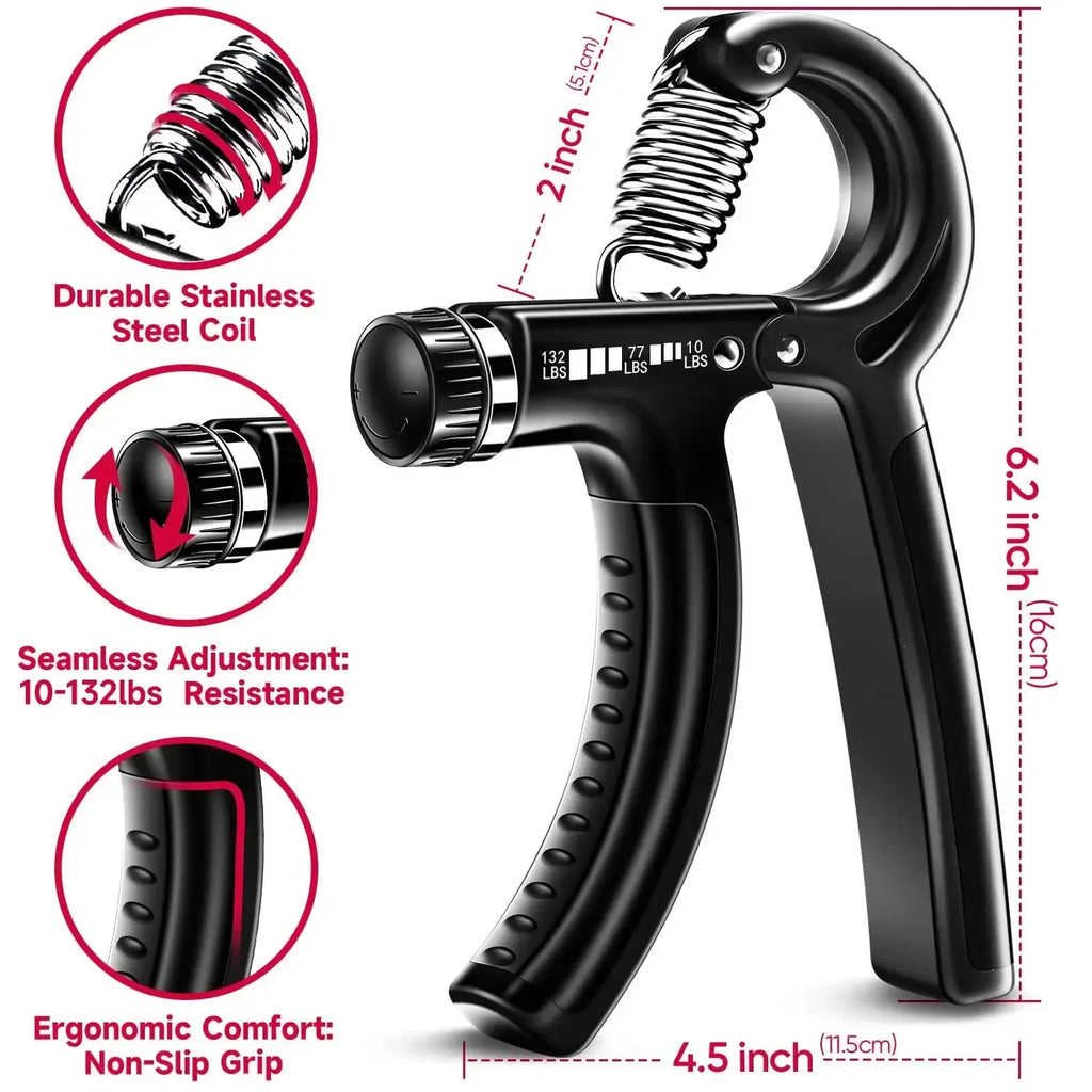 Adjustable Hand Gripper 5–60 kg (11–132 lb) - Hand Strengthener & Finger Exerciser Wrist Trainer
