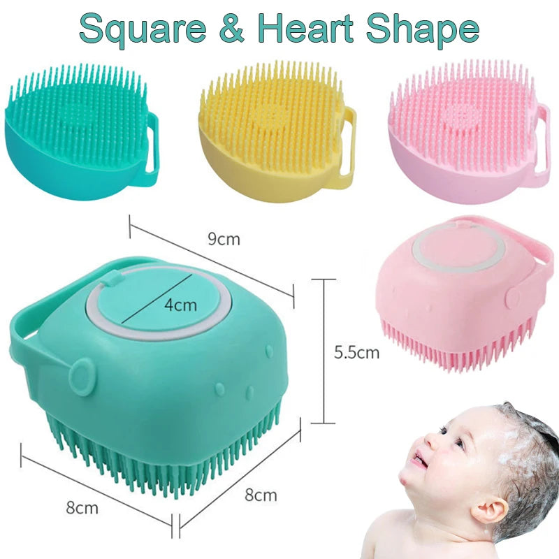 Silicone Shampoo & Bath Scrubber - Dual-Sided Body Massage Brush for Baby, Kids & Adults