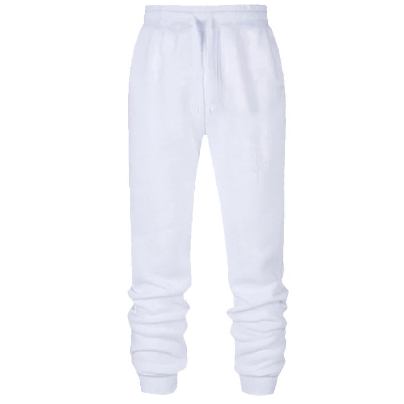 Men's Ankle-Length Knit Polyester Drawstring Sweatpants with Pockets - Casual Smart-Casual Joggers