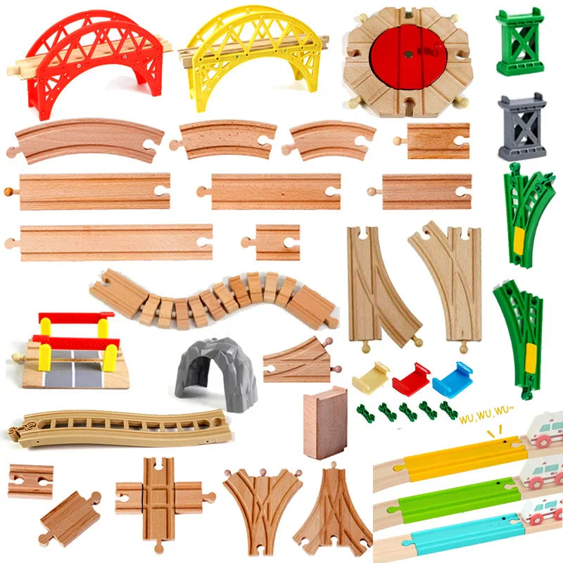 1-Piece Wooden Train Track Accessory – Compatible Railway Piece for Kids Wooden Train Sets, Educational Toy