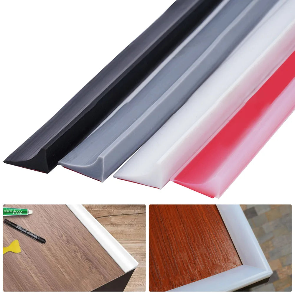 Silicone Shower & Kitchen Water Barrier Strip – Water Stopper Seal, 30/50/80/100/200 cm (11.8–78.7 in) – Transparent/Grey/Black/White
