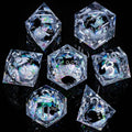 Liquid-Core Cat Resin 7-Piece RPG Dice Set — Sharp-Edge Polyhedral D20 D12 D10 D8 D6 D4 for Dungeons & Dragons & Tabletop