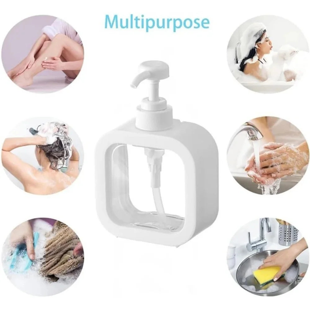Transparent Pump Soap Dispenser Bottle 300ml/500ml (10oz/17oz) Refillable for Liquid Soap, Shampoo, Shower Gel, Dish & Laundry