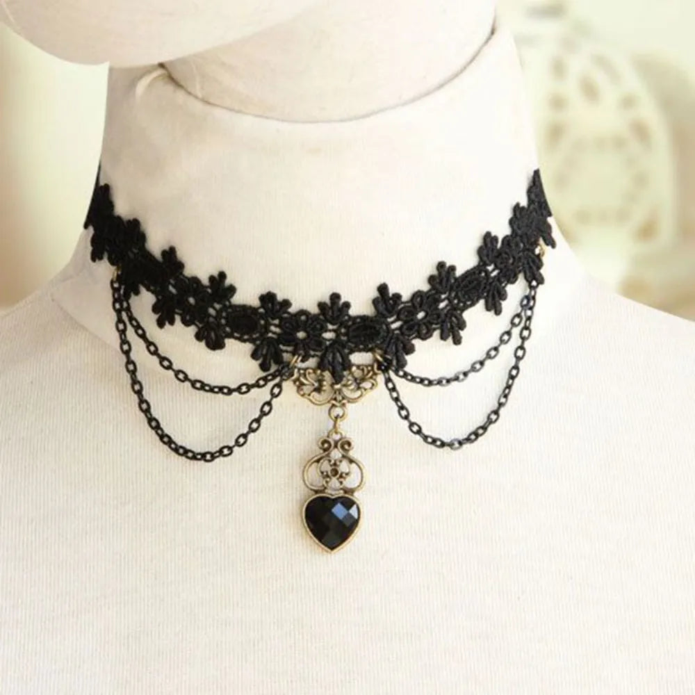 Black Lace Choker Necklace - Gothic Punk Collar