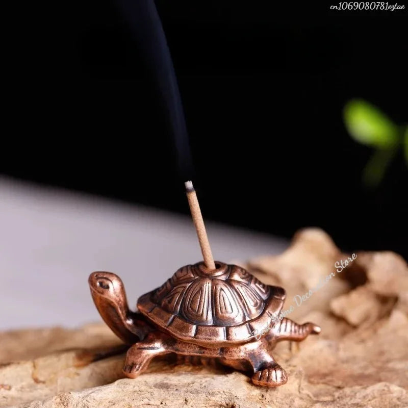 Mini Turtle Incense Holder Vintage Bronze Sandalwood Stick Burner Animal Incense Censer Home Decor Gift
