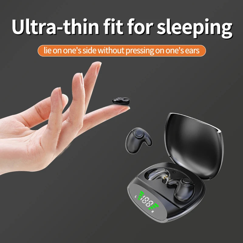 Waterproof Wireless Bluetooth 5.3 Mini Earbuds - Noise-Cancelling In-Ear Headphones for Sleep & Sports