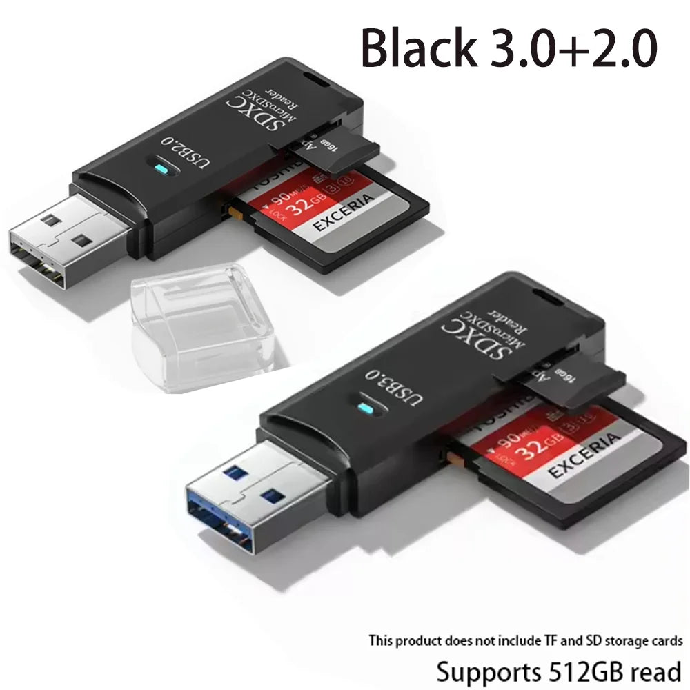 USB 3.0 2-in-1 Multi-Function Card Reader Micro SD TF & USB Flash Drive Adapter for PC Laptop