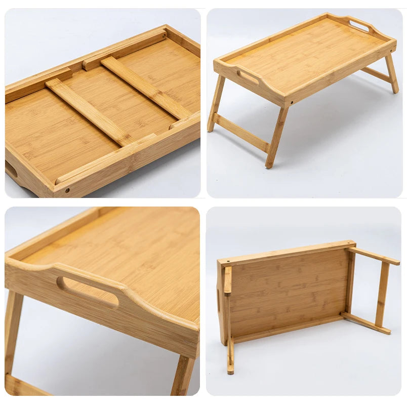 Bamboo Lap Desk with Folding Legs – Portable Bed Tray & Laptop Stand 50 x 30 cm (19.7 x 11.8 in)