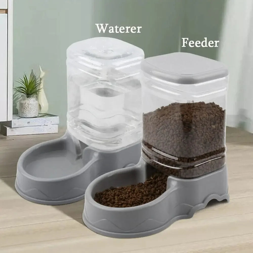 Automatic Pet Feeder & Water Fountain 3.8L (128 fl oz) PP Food Dispenser for Cats & Dogs