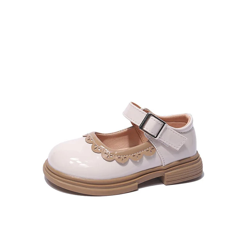 Breathable Kids PU Leather Non-Slip Soft Sole Party Flats for Girls Toddler Princess Dress Shoes Sizes 23-34