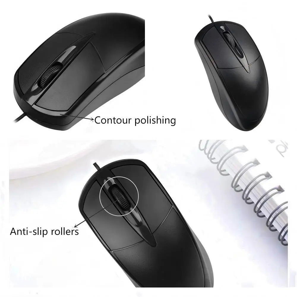 Wired USB Optical Gaming Mouse 1000 DPI - Ergonomic Plug-and-Play for PC & Laptop