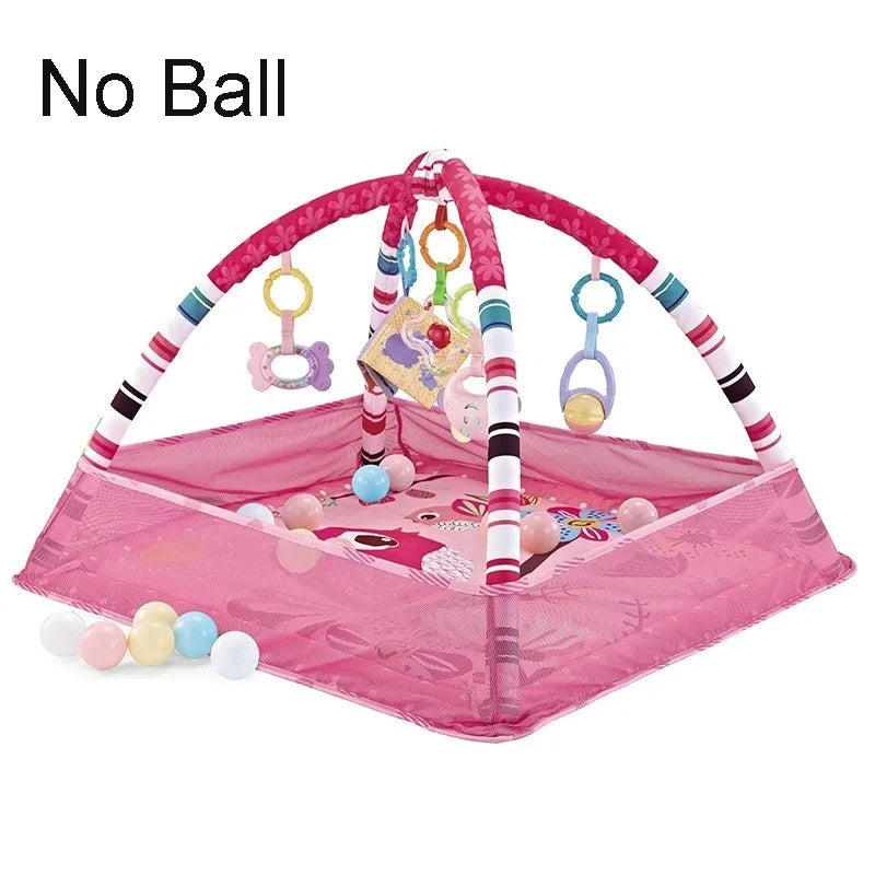 Baby Play Gym Activity Mat with Toy Bar — Tummy Time & Crawling Playmat for Newborns to 18 Months, 31.5 x 31.5 x 19.7 in (80 x 80 x 50 cm)