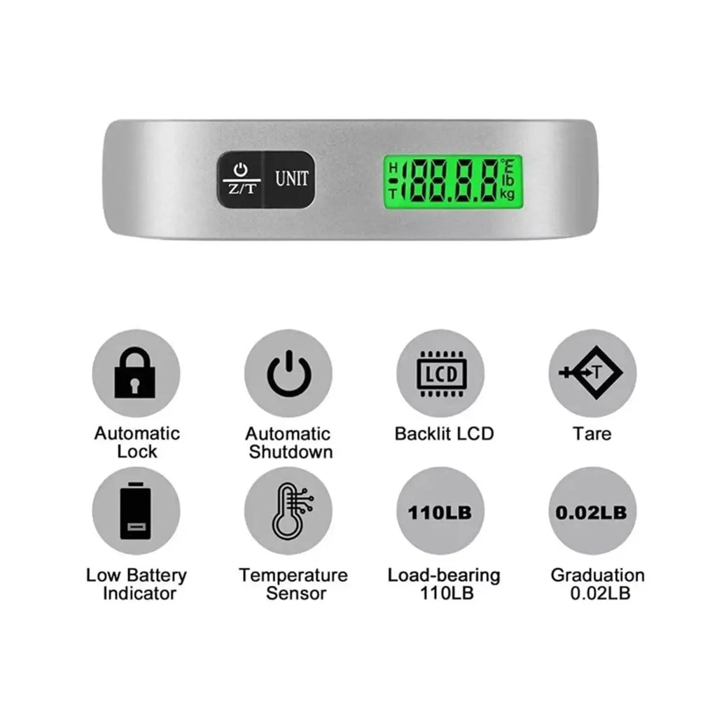 Digital Luggage Scale 110 lb / 50 kg Portable Handheld Hanging Baggage Scale with LCD