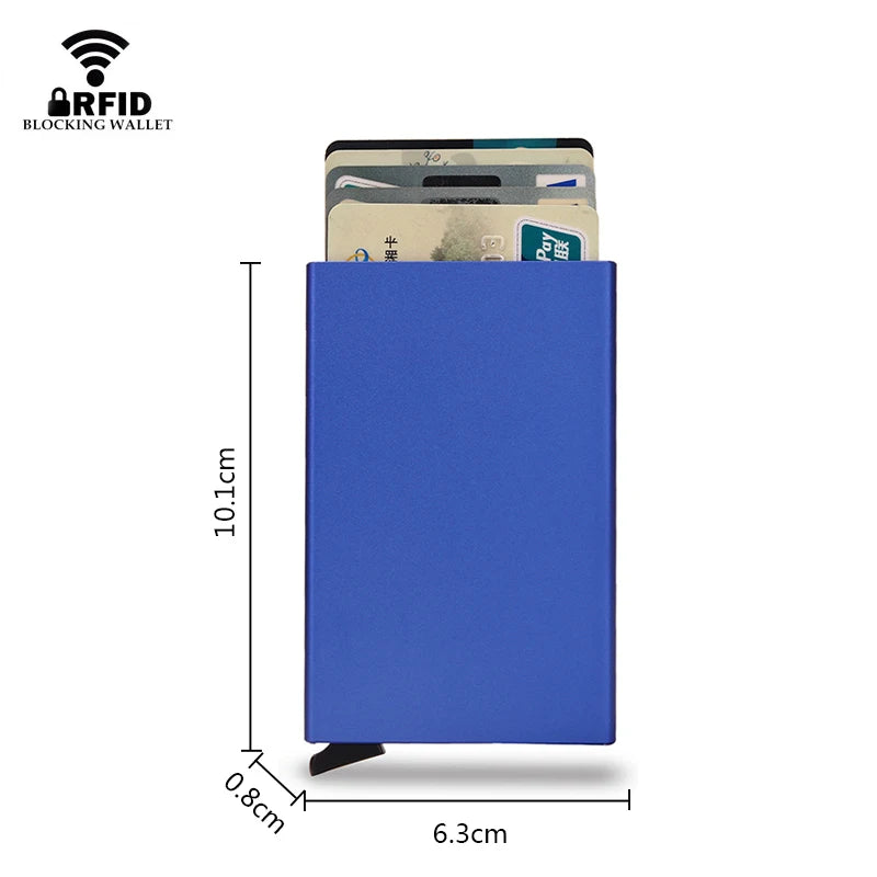RFID Metal Pop-Up Card Holder Wallet – Slim Minimalist Small Black Unisex