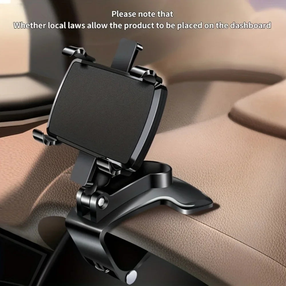 360° Rotating Universal Car Phone Mount – Dashboard & Rearview Clip Holder for 3–7 inch (7.6–17.8 cm) Smartphones