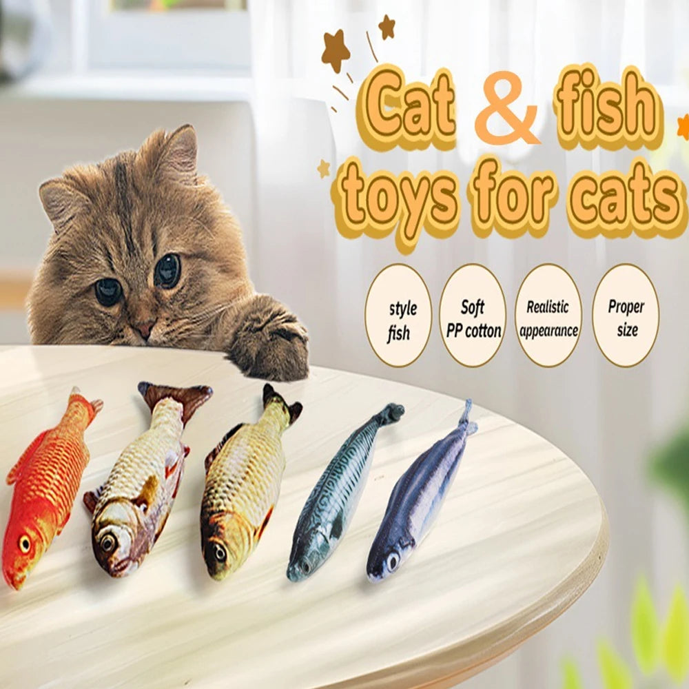 3D Fish-Shaped Plush Cat Toy, Interactive Chew & Teaser, 20 cm (7.9 in)