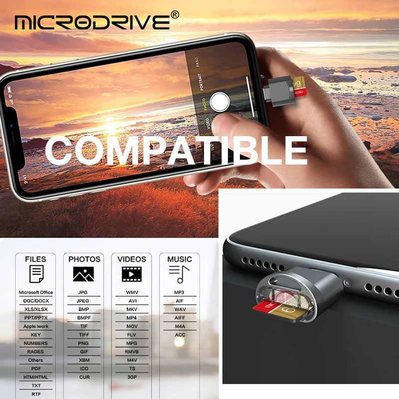Lightning Micro SD (TF) Card Reader for iPhone & iPad, Photo & File Transfer, Supports up to 512GB
