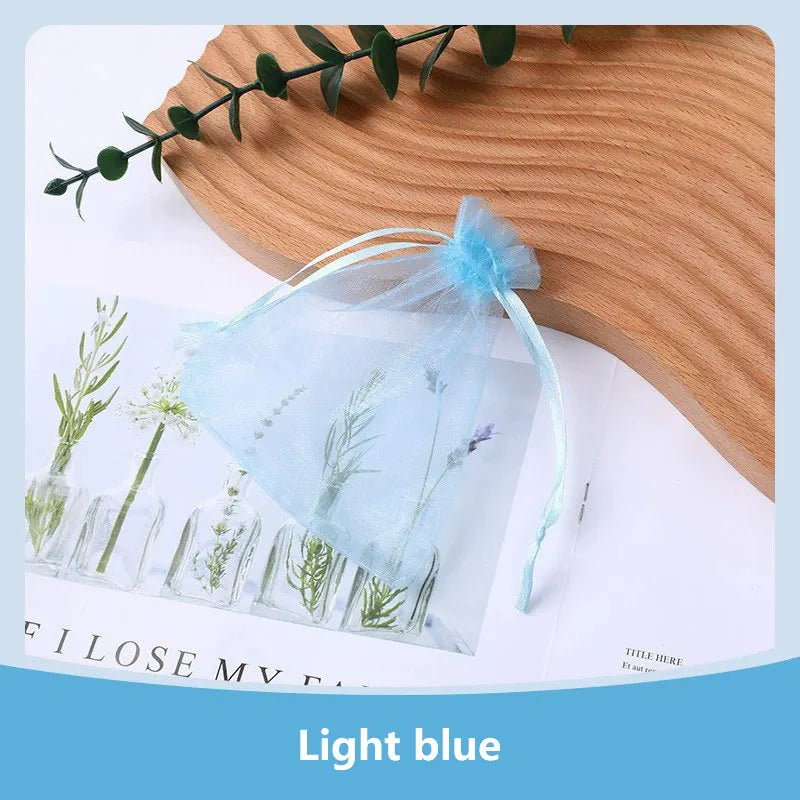 100-Pack Organza Drawstring Bags Assorted Sizes (7x9, 9x12, 10x15, 13x18 cm / 2.8x3.5, 3.5x4.7, 3.9x5.9, 5.1x7.1 in) - Jewelry & Gift Pouches for Wedding Party