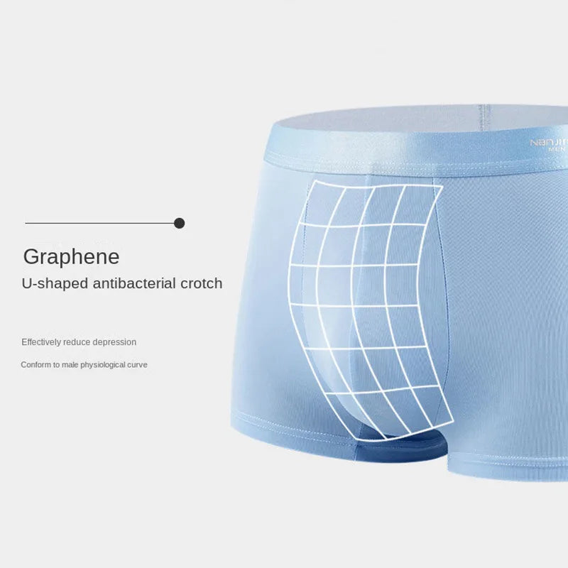 4-Pack Men's Ice Silk Boxer Shorts, Breathable Thin U-Pouch Underwear, Size L-6XL, Wholesale