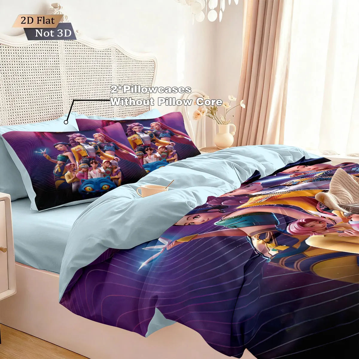 3-Piece K-Pop Demon Hunters Print Duvet Cover Set – Microfiber, Soft & Machine Washable – Multiple Sizes (3.3–9 ft / 1.0–2.8 m)