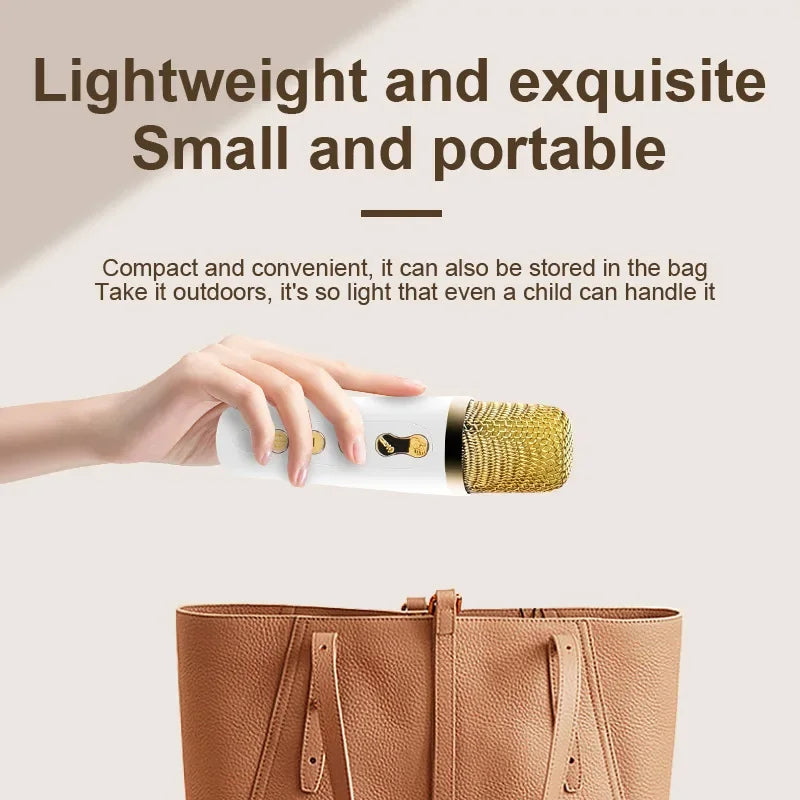 Mini Portable Karaoke Speaker with 2 Microphones, Bluetooth 5.0 KTV Singing Set, DSP RGB LED Lights, Deep Bass and Long Battery Life