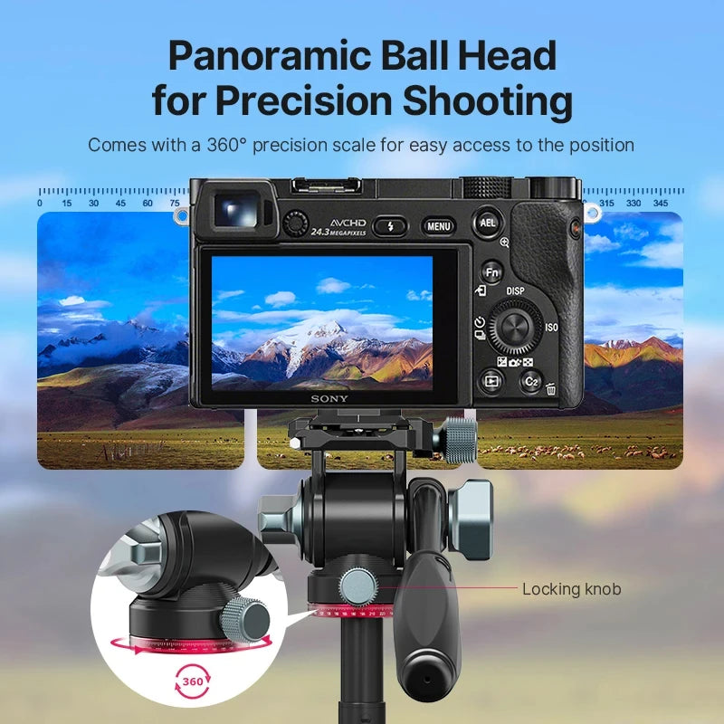Small Hydraulic Ball Head Camera Tripod Head 360 Panoramic Universal Ballhead for DSLR and Monopod, Supports 10 kg (22 lb)