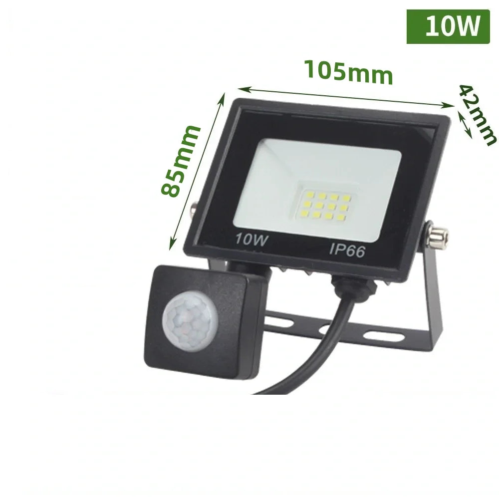 LED PIR Motion Sensor Floodlight - Outdoor Wall Light White 10W/20W/30W/50W/100W IP66 Waterproof for Garden