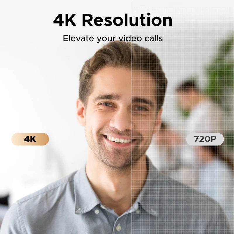 4K USB Webcam (8MP) — PDAF Autofocus & Dual AI Noise-Cancelling Mics, 4K/1080P HD Camera for Zoom, Teams, Google Meet