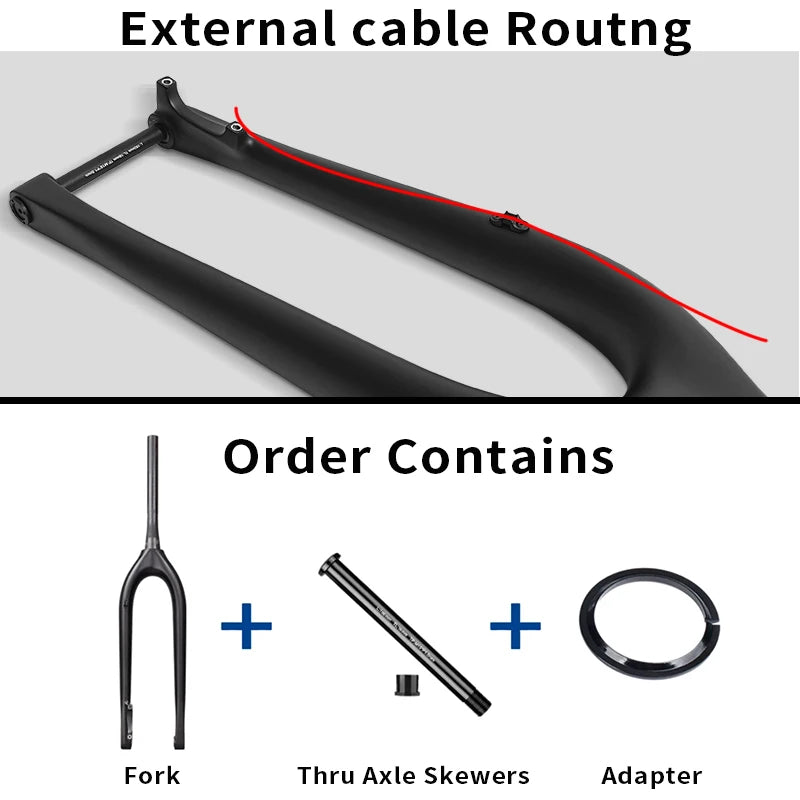 Full Carbon Boost MTB Fork 110x15mm Thru-Axle for 29er Tapered 1-1/8 to 1-1/2 Disc Brake Rigid Fork
