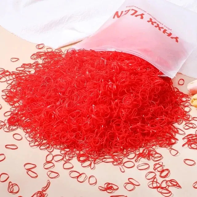 1000-Pack Colorful Small Elastic Hair Bands - Disposable Micro Ponytail Holders for Girls