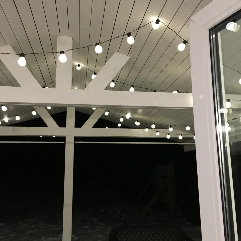 Festoon LED Globe String Lights – 6m (19.7ft) / 11m (36.1ft) / 16m (52.5ft) with 20/38/60 Globe Bulbs, Outdoor Party & Christmas Garland