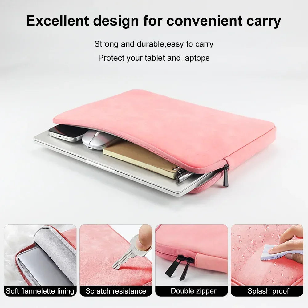 Water-Resistant PU Laptop Sleeve Slim Protective Case for 12/13/14/15/15.6/16-Inch Notebooks