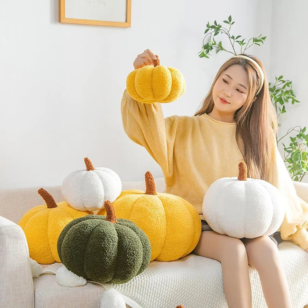 3D Pumpkin Throw Pillow Teddy Fleece Plush Halloween Pumpkin Cushion for Sofa, Kids & Home Decor